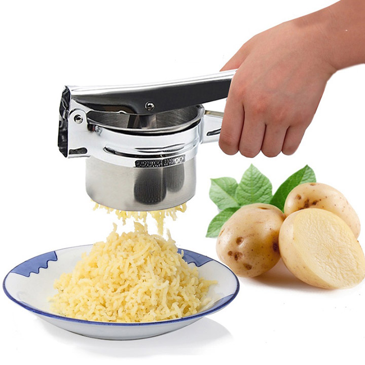 Dụng cụ nghiền khoai tây, ép củ quả, làm bún mì 3 vỉ khuôn (Inox)