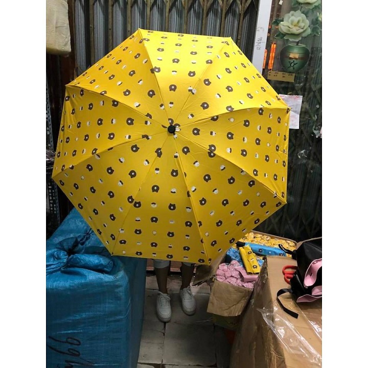 Tán ô to của ô dù đi mưa gấp gọn hình gấu