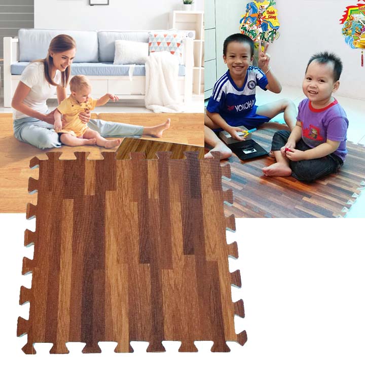 Thảm xốp vân gỗ lót sàn cho bé