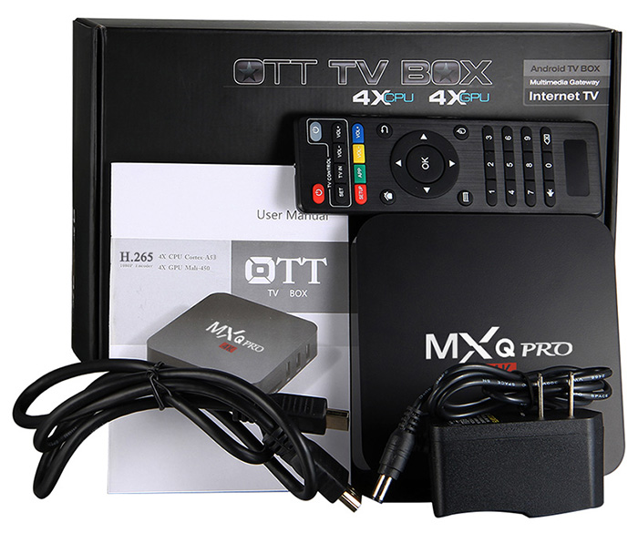 Android TV Box MXQ Pro gồm có các cổng kết nối: 1 cổng HDMI, 1 cổng AV, 1 cổng LAN, 1 cổng USB, 1 cổng âm thanh SPDIF, 1 nguồn