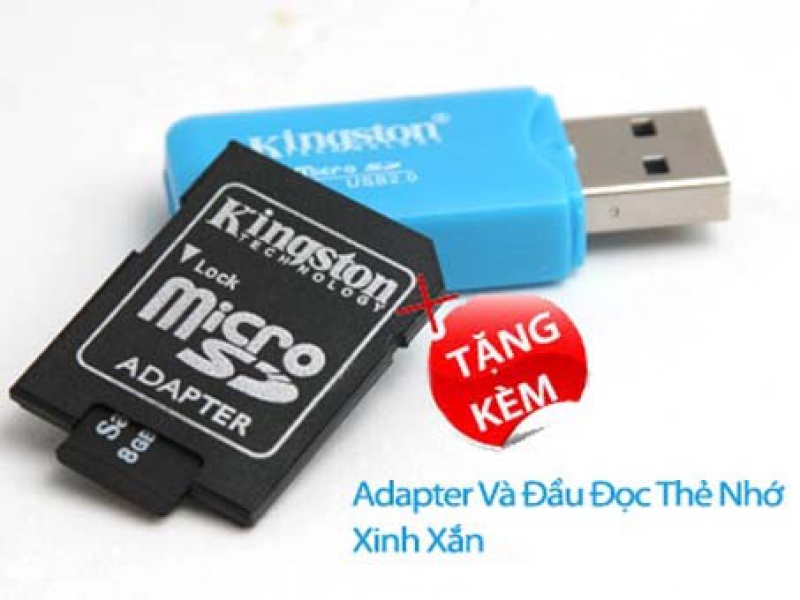 Combo thẻ nhớ Micro SD 8GB + Adapter + Đầu đọc thẻ