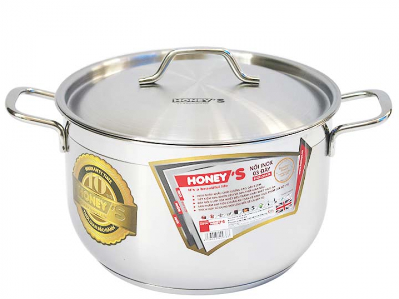 Nồi Inox 03 đáy Honey's 28cm HO-P02S32801