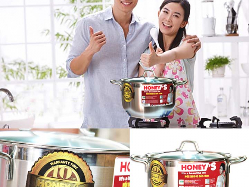 Nồi Inox 3 đáy Honey's 24cm HO-P02S32401